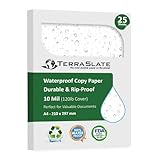TerraSlate Waterproof & Rip-Proof Printer Paper, 10 MIL, A4 210 x 297 mm, White Paper, (25 Sheets)