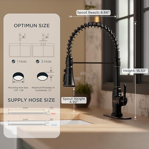 Image of FORIOUS Antique Kitchen Faucet with Pull Down Sprayer, Oil Rubber Bronze, High Arc Single Handle Vintage Spring Sink Faucet 1 or 3 Hole for Pot Filler, Farmhouse Camper Laundry Camper