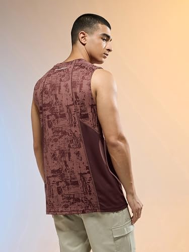 Image of TECHNOSPORT Men's Slim Fit Jacquard Crew Neck Sports Vest with Double Cool, Quick Dry for Sports, Gym & Regular use