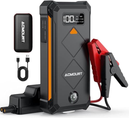 ACMOUNT 5000A Booster Batterie Voiture, 23800mAh Demarreur Batterie(Jusqu'à 8.0L Diesel ou 10.0L...