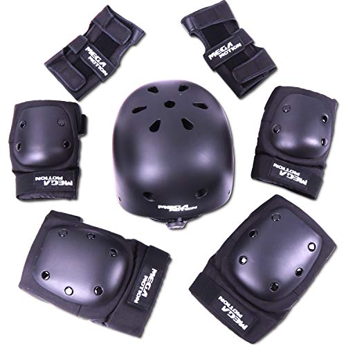 Mega Motion Einstellbare Sport Schutzausrüstung Schutz für die Sicherheitsabdeckung festlegen für Roller Fahrrad BMX Bike Skateboard Roller und andere Extremsportarten (Schwarz, S)