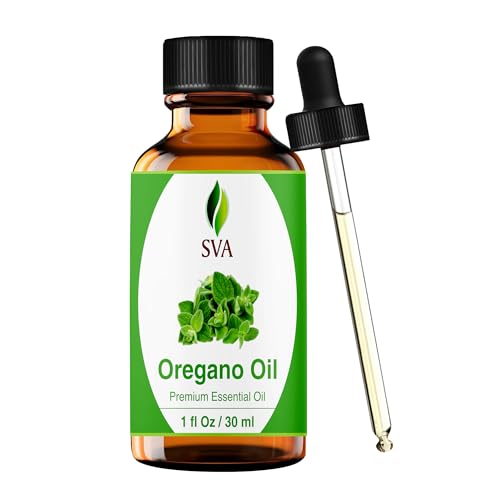 SVA Oregano Essential Oil – 1 Fl Oz – 100% Natural Oregano Oil - for Diffuser, Hair Care, Face, Skin Care, Aromatherapy, Scalp and Body Massage, Soap and Candle Making – with Dropper