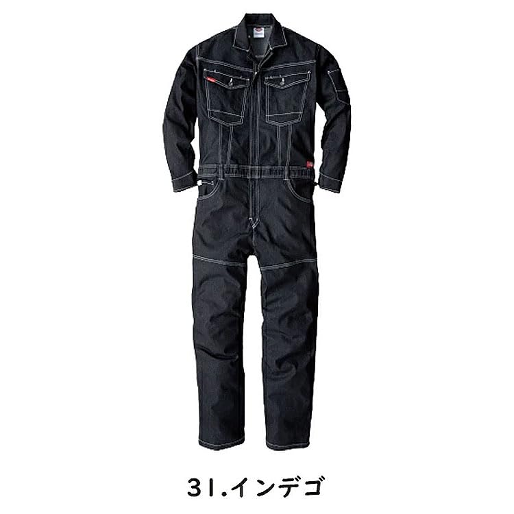 デニムつなぎ ユニセックス つなぎジャンプスーツ 人気古着風 M ブルー