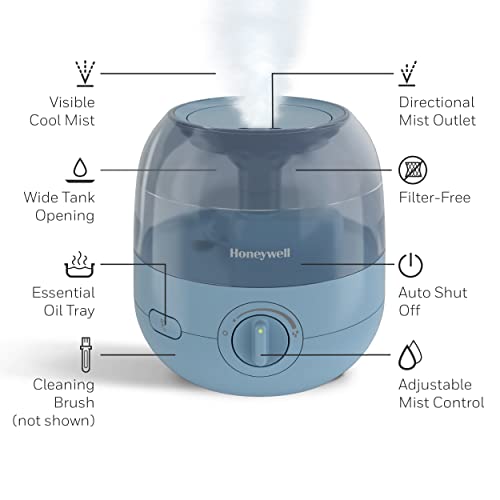 Honeywell Mini Cool Mist Humidifier, Blue – Cool Mist Humidifier For Bedroom Or Office #TOP7