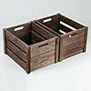 Wooden Crates, Farmhouse Wood Crates for Storage with Handles, Solid Wood Crate for Display, Durable Handmade Large Wooden Crate Box for Decor, 2 Pack, Brown
