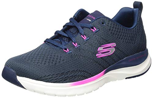 Skechers Ultra Groove Pure Tênis Feminino, 36, Azul Escuro/ Rosa Choque