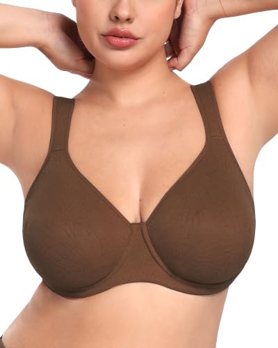 Image of HSIA Minimizer Bras for Women, Full Coverage Underwire T-Shirt Bra, Joan | Plus-size fit, seamless unlined cups, stretch fabric, U-shaped back smoothing, wide cushioned adjustable straps