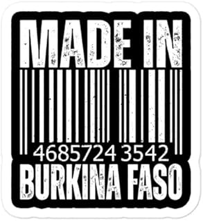 Made in Burkina Faso Sticker Vintage Barcode Burkinan Pride Birth Place Burkina Faso Location Country Stickers for Laptop, Phone, Water Bottle - Vinyl Decal