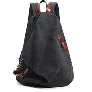 Canvas Vintage Backpack, Casual Daypack Outdoor Travel Rucksack Hiking Backpacks for Men and Women, Black