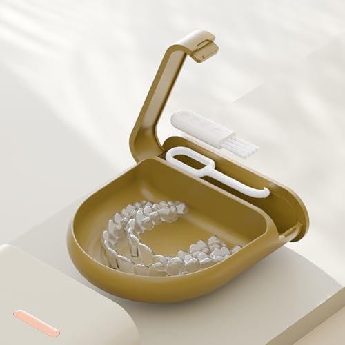 Image of Hodaqe Retainer Case, Denture Box with Retainer Removal Tool and Brush, Slim Night Mouth Guard Cases, Portable Aligner Case with Drain Hole (Without Braces)