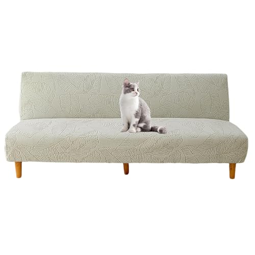 Housse de canapé-lit extensible clic-clac gris clair taille M avec jupe élégante