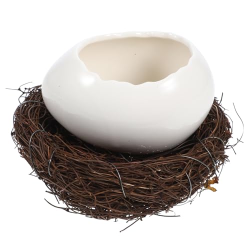 HOLIDYOYO Egg Dessert Bowl Ceramic Cracked Egg Shell Shaped Ice Cream Bowls Decorative Small Pudding Cup Cute Eating Bowl Flower Vase for Home Kitchen Party