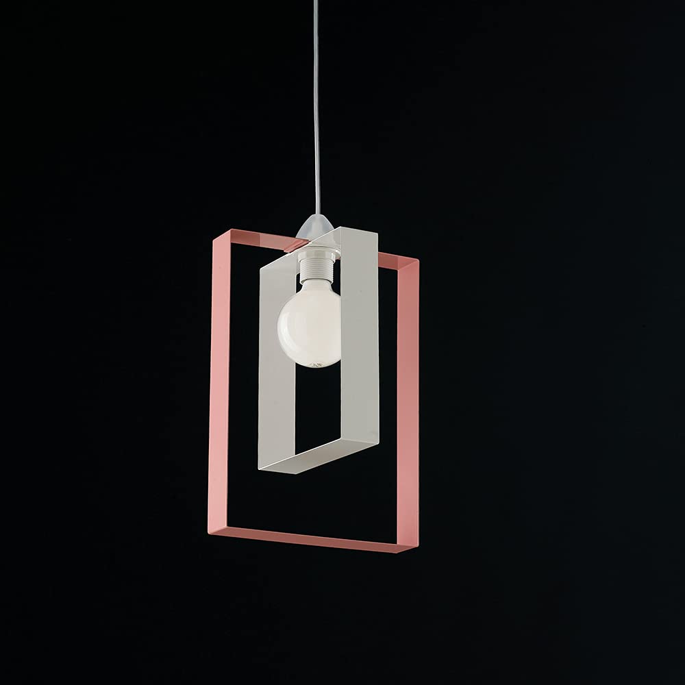Lámpara dormitorio bon-168 en color blanco y rosa con suspensión de una luz 2