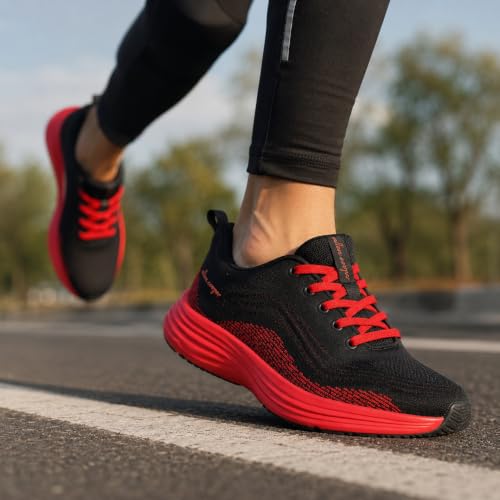 Image of Allen Cooper Men Running Shoes Lightweight Lace-Up Sports Walking Shoes with Cushioned Memory Foam