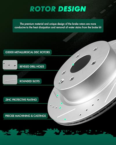 Image of SCITOO Rear Disc Brake Rotors Kits Drilled & Slotted Brakes Rotor:31387