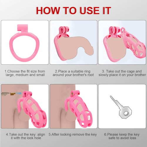 Image of Male Chastity Cage with Belt 4 Ball Rings Invisible Lock Penis Cock Bondage