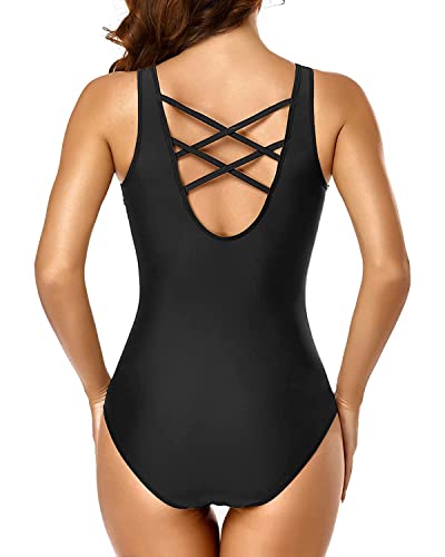 Tempt Me Black Athletic Women One Piece Swimsuits Sport Training Bathing Suits Slimming Criss Cross Teen Girls Swimwear S #TOP1