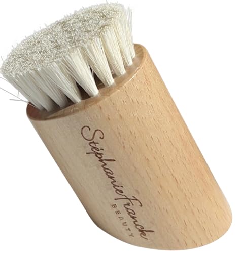 Stephanie Franck Beauty – Dry Brushing Face Brush - Cepillo facial suave de Masaje en Seco hecho de Pelo de Cabra y Madera de Haya para un Cutis radiante