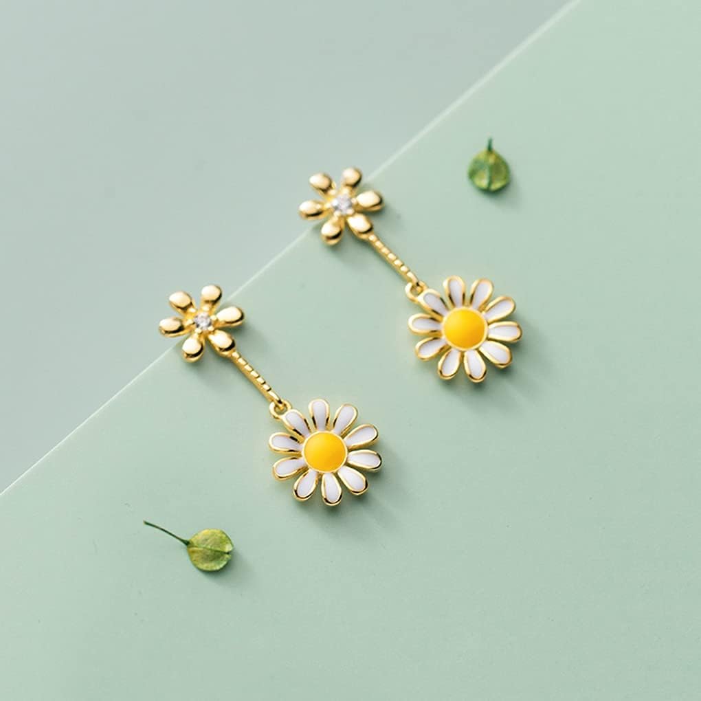 SLUYNZ 925 Sterling Silver Small Daisy Earrings Stud for Women Teens Flower Earring Studs - Image 5