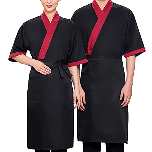 DNJKH Kochjacke Koch Jacke Bäckerjacke Japanischer Stil Langarm Kochkleidung Kimono Sushi Ort Cover