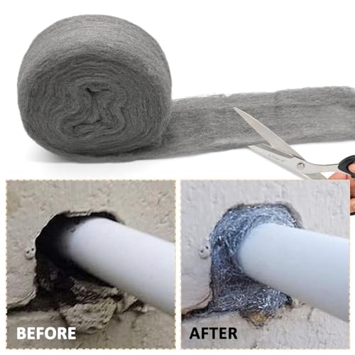 VBNZBK 6 M Stahlwolle 0000 Gegen Mäuse und Ratten, Stahlwolle Fein für Löcher und Wand Risse von Haus, Lüftungsgitter Garage - Mit Handschuhen