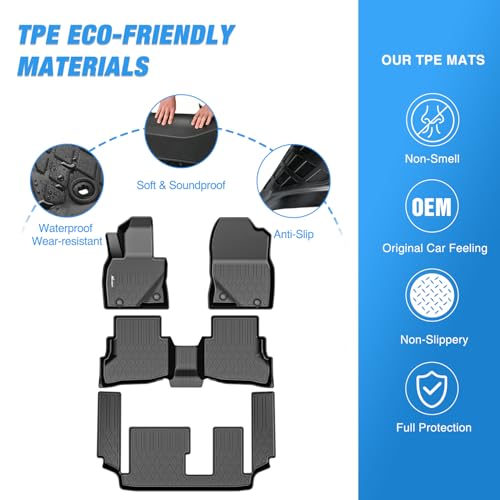 Image of Nilight Floor Mats for Mazda CX-9 (7 Seat Only) 2016-2023 | for CX9 2016 2017 2018 2019 2020 2021 2022 2023 All Weather Custom Fit Heavy Duty Floor Liners