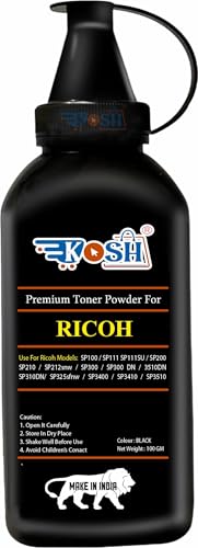 Image of KOSH Ultra Dark Black Toner Powder Compatible for Ricoh SP100 /SP111 /SP111SU /SP200 /SP210 /SP212snw / SP300 /SP300DN /3510DN /SP310DN / SP325sfnw /SP3400 /SP3410 /SP3510 Cartridge Pack of 1 (100 Gram)
