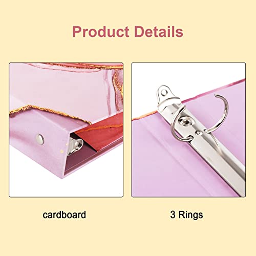 Comix Pink Marble 3 Ring Binders, Rose Gold 1 Inch Binders, 2 Binders With Decorative Fashion Designed, Fit For Us Letter Size Paper, Binders Pack Of 2, Pretty Pink Marble (A2130Pm) #TOP3