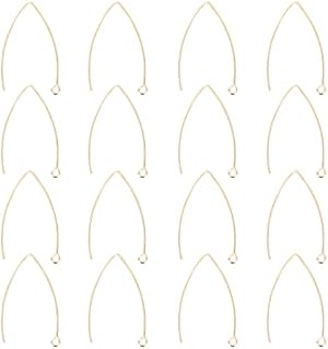 UNICRAFTALE 20pcs 304 Stainless Steel Earring Hooks 0.8mm Pin Ear Wire with Loop Golden Earring Finding for Earring Jewelry Making 38.5x24.5x0.8mm, Hole 2.3mm