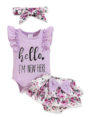 Image of Doresbebe Newborn Baby Girl Clothes Infant Outfits Summer Shorts Set Floral Romper+Cute Baby Skirt +Headband