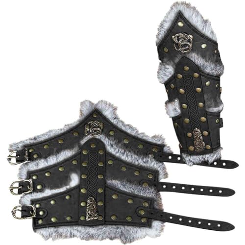 Chauffe-bras viking en cuir et brasselets médiévaux de caractère - 3