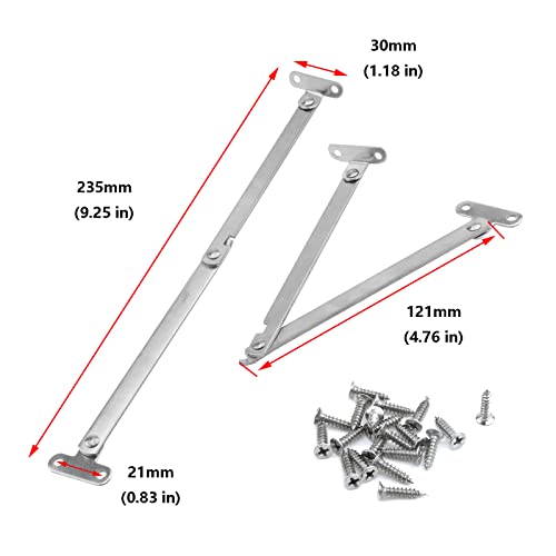 Antrader Folding Support, 180 Degree Rotatable Furniture Lid Hinge Stay For Window Or Door, Silver Tone, 4 Pack #TOP1