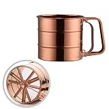 QIBOORUN Stainless Steel Sieve Cup Powder Flour Baking Tool Icing Sugar Mesh Sieve Colander Crank Si