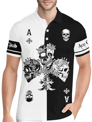 Image of PAGYMO Funny Golf Shirts for Men Crazy Printed Pattern Novelty Moisture Wicking Performance Mens Polo Shirt