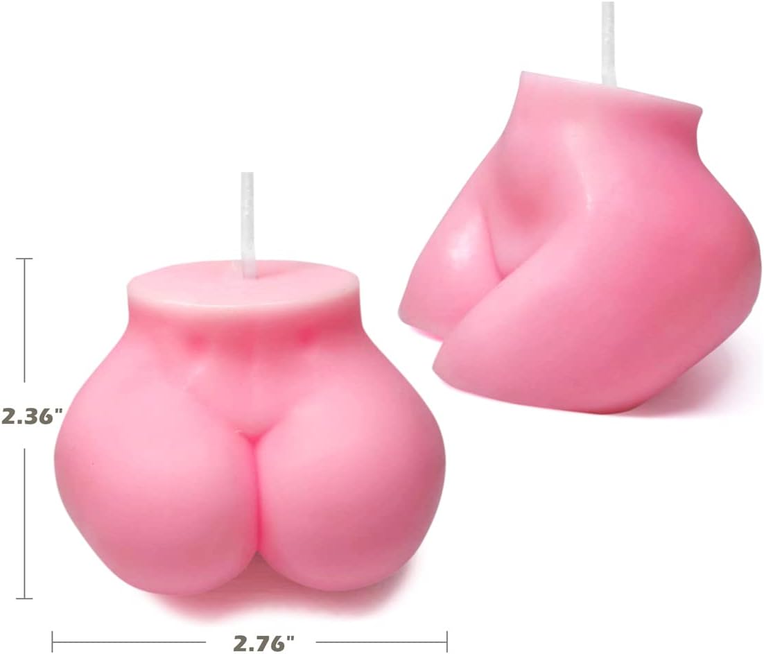 Cute Body Candle Decorative Funny Cool Shaped Birthday Candles White Pink Butt Candle for Home Scented Trendy Room Desk Wall Floating Shelf Aesthetic Modern Decor 2PCS
