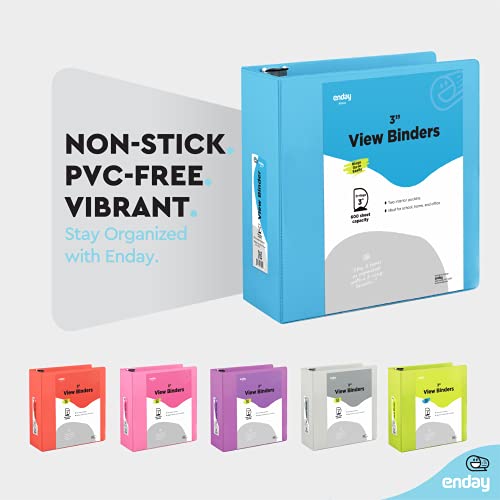 3-Slant-D-Ring-Binder-3-Inch-Blue-3-in-Clear-View-Cover-with-2-Inside-Pockets-Binder-Heavy-Duty-Colored-School-Supplies-Binders-Also-Available-in-Green-Grey-Purple-Red-Pink-1-PC--by-Enday