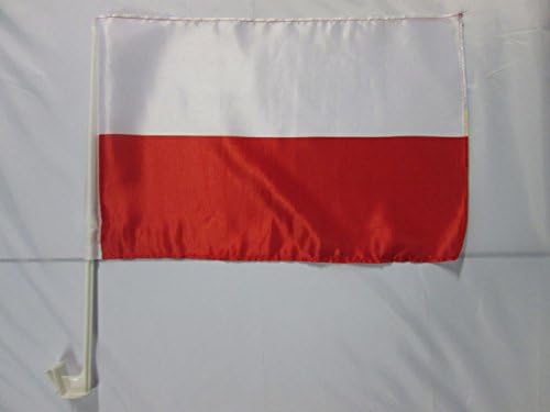 AZ FLAG Poland Car Flag 18'' x 12'' - Polish Car flags 30 x 45cm - Banner 18x12 INCHES PLASTIC STICK