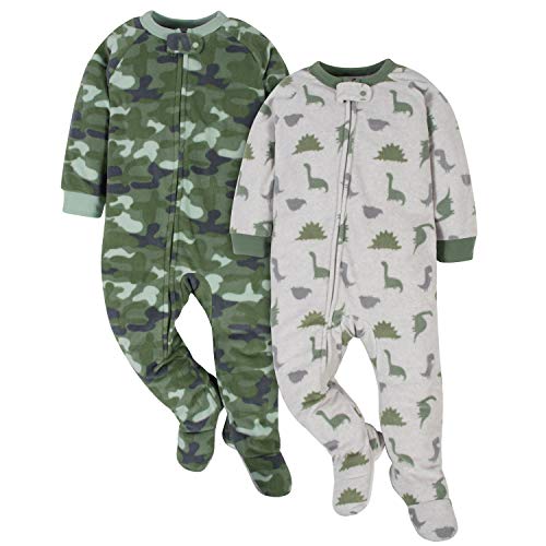 Image of Gerber Baby Boys' Toddler Loose Fit Flame Resistant Fleece Footed Pajamas 2-Pack