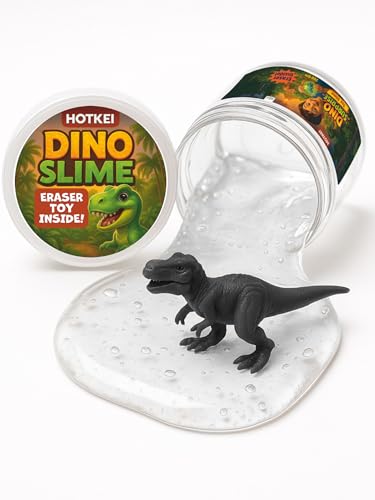 Image of HOTKEI Transparent 200 gm Slime with Dinosaur Eraser Toy Inside for Kids 3 to 10 Years Kit Set Art Slime Dino Toys for Birthday Return Gift Toys for Kids Boys Girls Birthday 9-12 Year