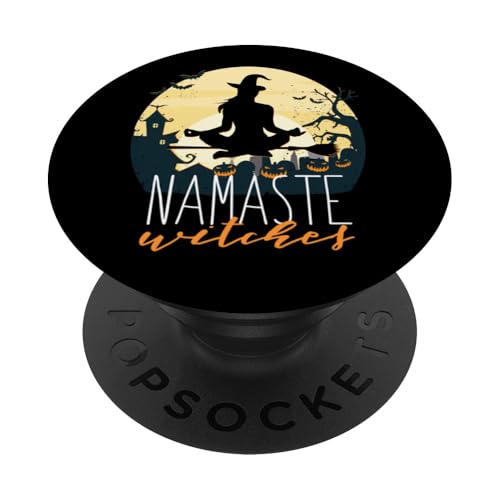 NAMASTE STREGHE Halloween Divertente Yoga Strega Meme PopSockets PopGrip Adesivo