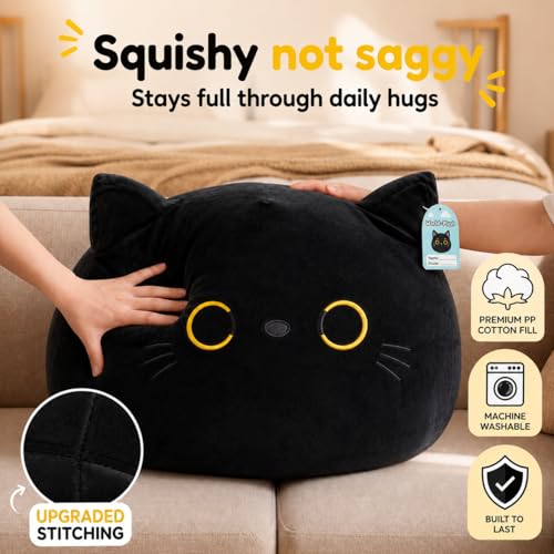 Image of Jumbo Black Cat Plush Pillow - 29 Inch Large Squishy Giant XXL Stuffed Toy