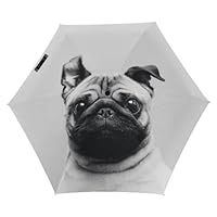 Dgsxynth Folding Umbrella, Cute Pug Umbrella,5 Fold Travel Umbrella for Windproof, Rainproof