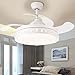 Ventilatore da soffitto moderno da 42" Ventilatore da soffitto a 4 pale retrattili invisibili con luci e telecomando, temporizzazione 8 ore, ventilatore a lampadario a 3 colori a 3 velocità per camera