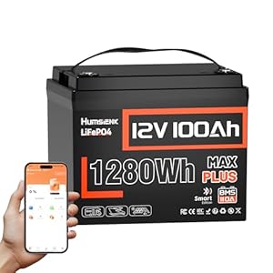 Humsienk 12V 100Ah LiFePO4 Batterie Max Plus mit Bluetooth, 110A BMS & Tieftemperaturschutz, 15000 Zyklen, 1280Wh Lithium Deep-Cycle-Batterie, Perfekte für Wohnmobil, Wohnwagen, Boot, Solar