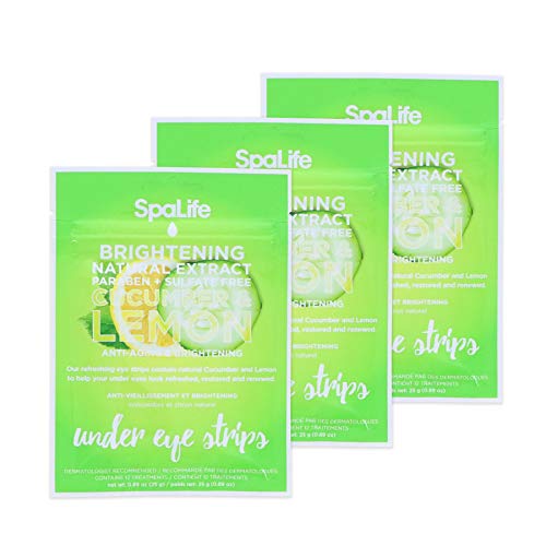 SpaLife Anti-Aging Under Eye Strips Reduce Dark Circles, Wrinkles and Fine Lines - 36 Treatments (Cucumber + Lemon)
