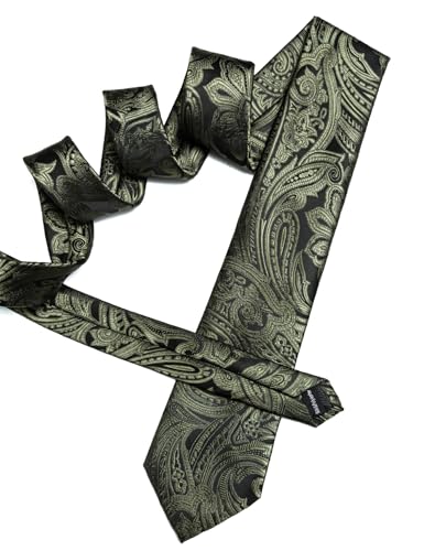 Image of Barry.Wang Men Tie Set Paisley Silk Necktie Pocket Square Cufflinks Formal Wedding Business Party