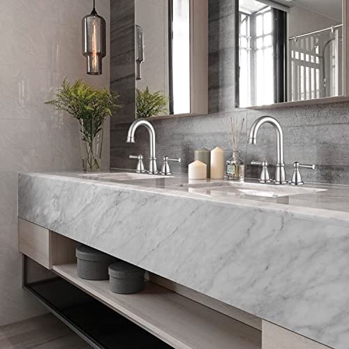 Crea Widespread Bathroom Faucet 3 Hole 8 Inch Faucet Brushed Nickel With Pop Up Drain 2 Handle 4 Inch Sink Faucets For Vanity Lavatory Basin Restroom Bath #TOP5