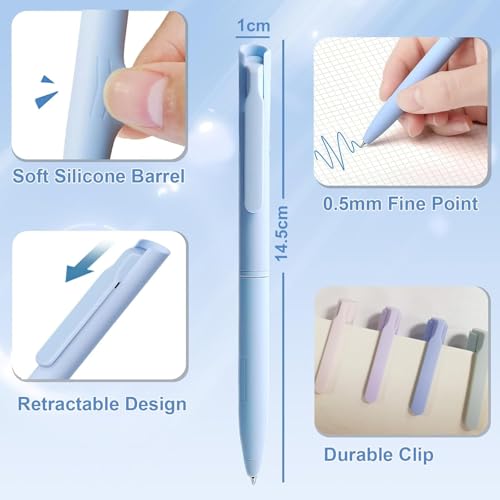 Image of Jaravik 6 Colours Retractable Gel Pens with 6 Refills 0.5 mm Aesthetic Gel Pen Kawaii Pastel Ballpoint Pen for Writech Drawing School Office Gift, Multicolor