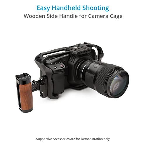 Image of Proaim Snaprig Wood Mini Side Handle for Camera Cage & Rig | Ergonomic Grip for Comfortable Hand-held Shooting - Height Adjustable Option & NATO Rail Clamp |Shoe Mount & Strap Slot - Durable (WSH-02)
