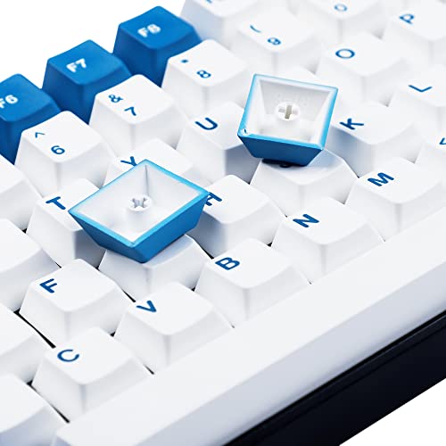 Image of 143 Wailing Dye-Sub Blue White Red Keycaps Thick PBT Cherry Profile Key caps for TKL 61 64 68 75 87 96 104 108 GMMK MX Mechanical Keyboard